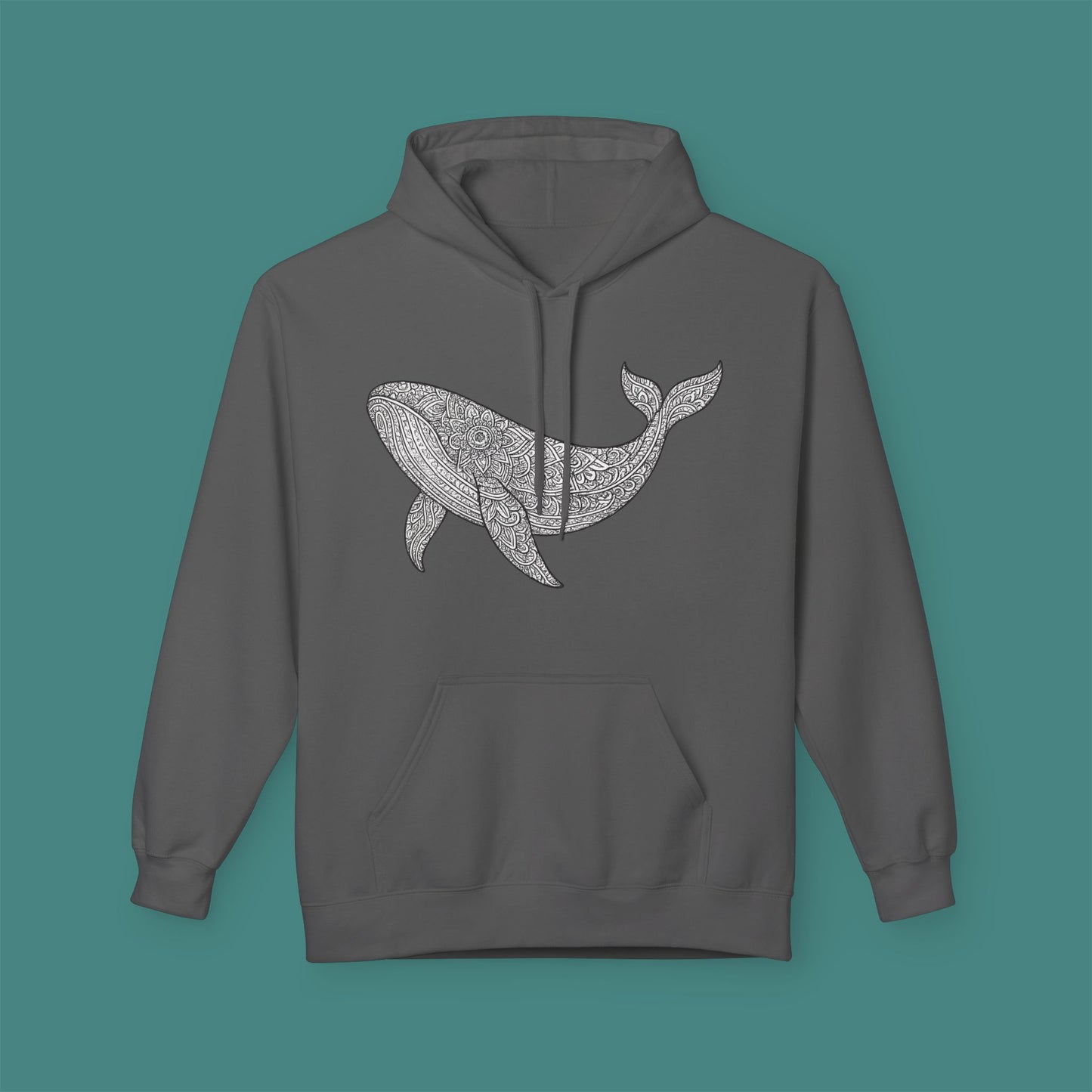 Intricate Mandala Whale Fleece Unisex Hoodie