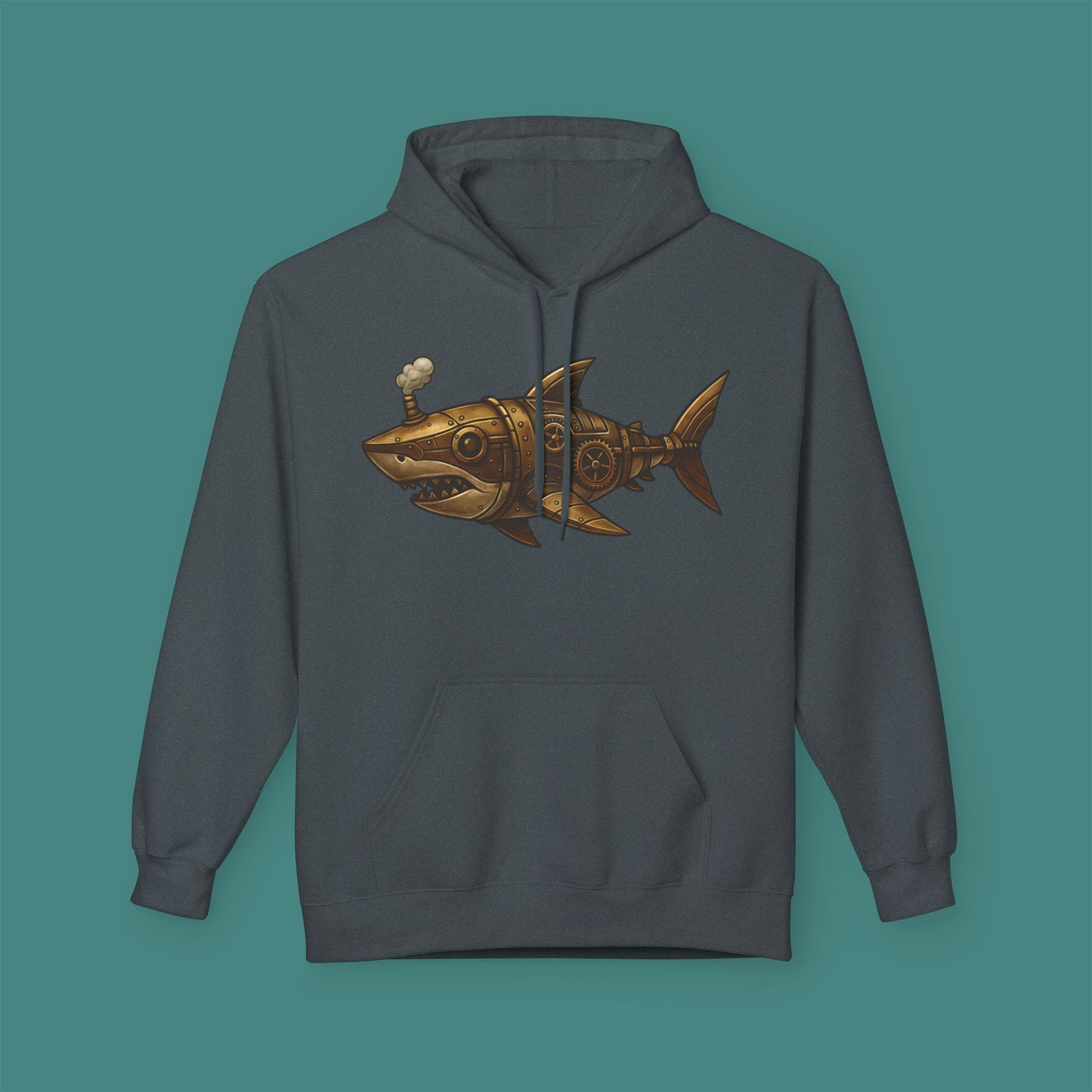 Steampunk Mechanical Shark Fleece Unisex Hoodie