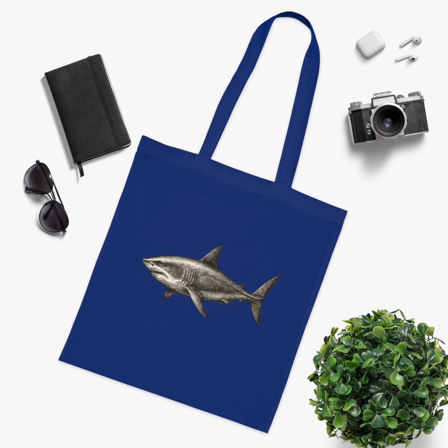 Vintage Etching Shark Tote Bag