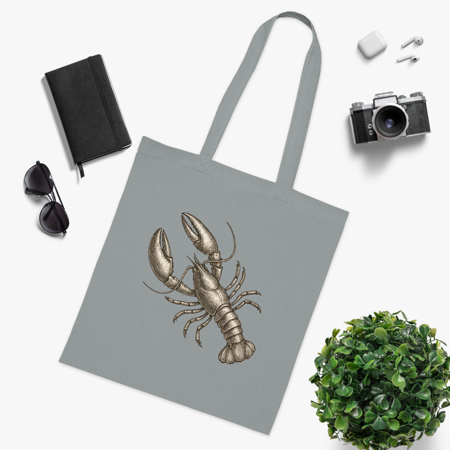 Vintage Etching Lobster Tote Bag
