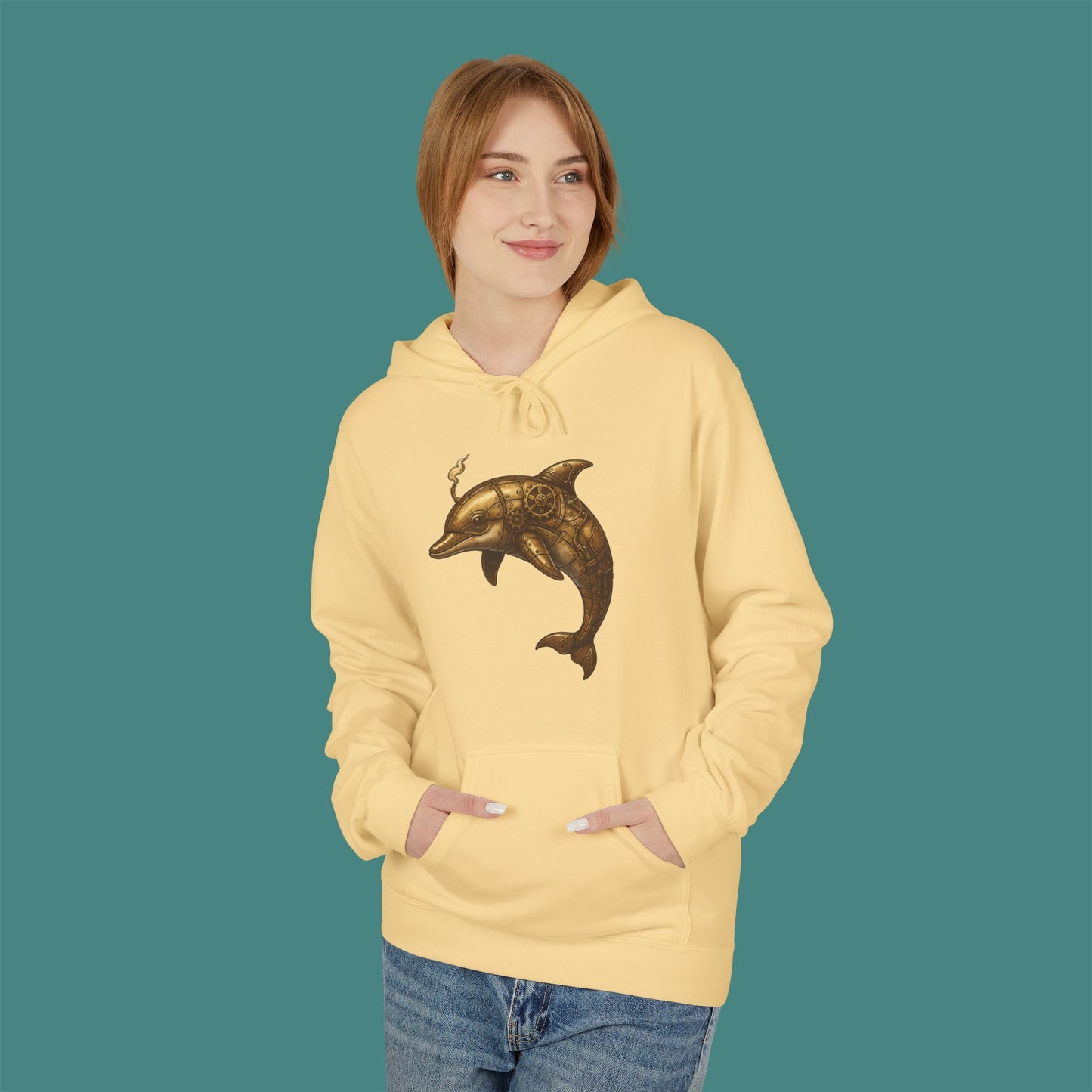 Steampunk Mechanical Dolphin Fleece Unisex Hoodie