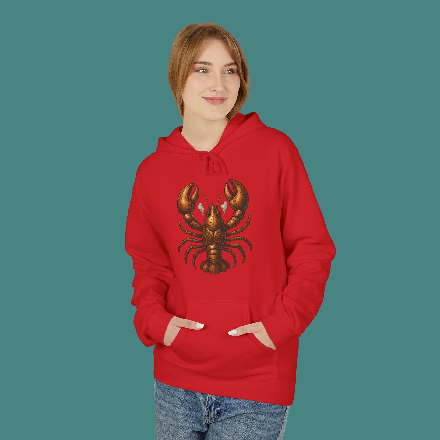 Steampunk Mechanical Lobster Fleece Unisex Hoodie
