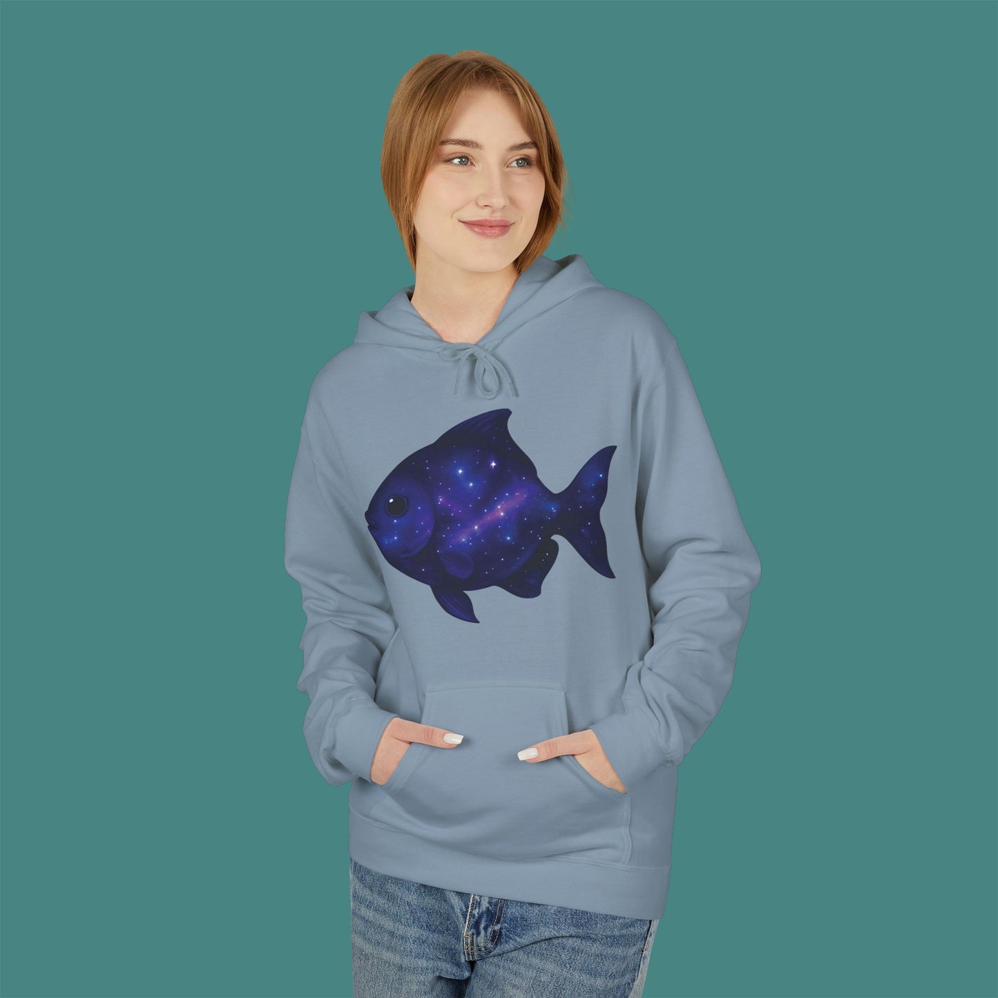 Cosmic Galaxy Fish Fleece Unisex Hoodie