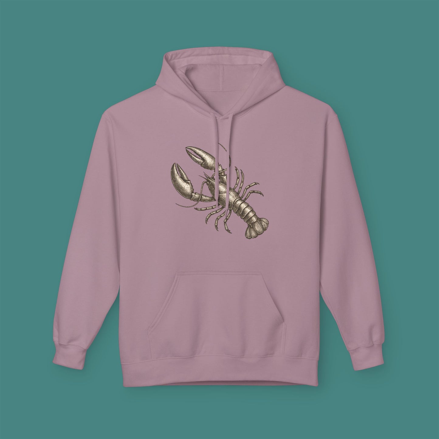 Vintage Etching Lobster Fleece Unisex Hoodie