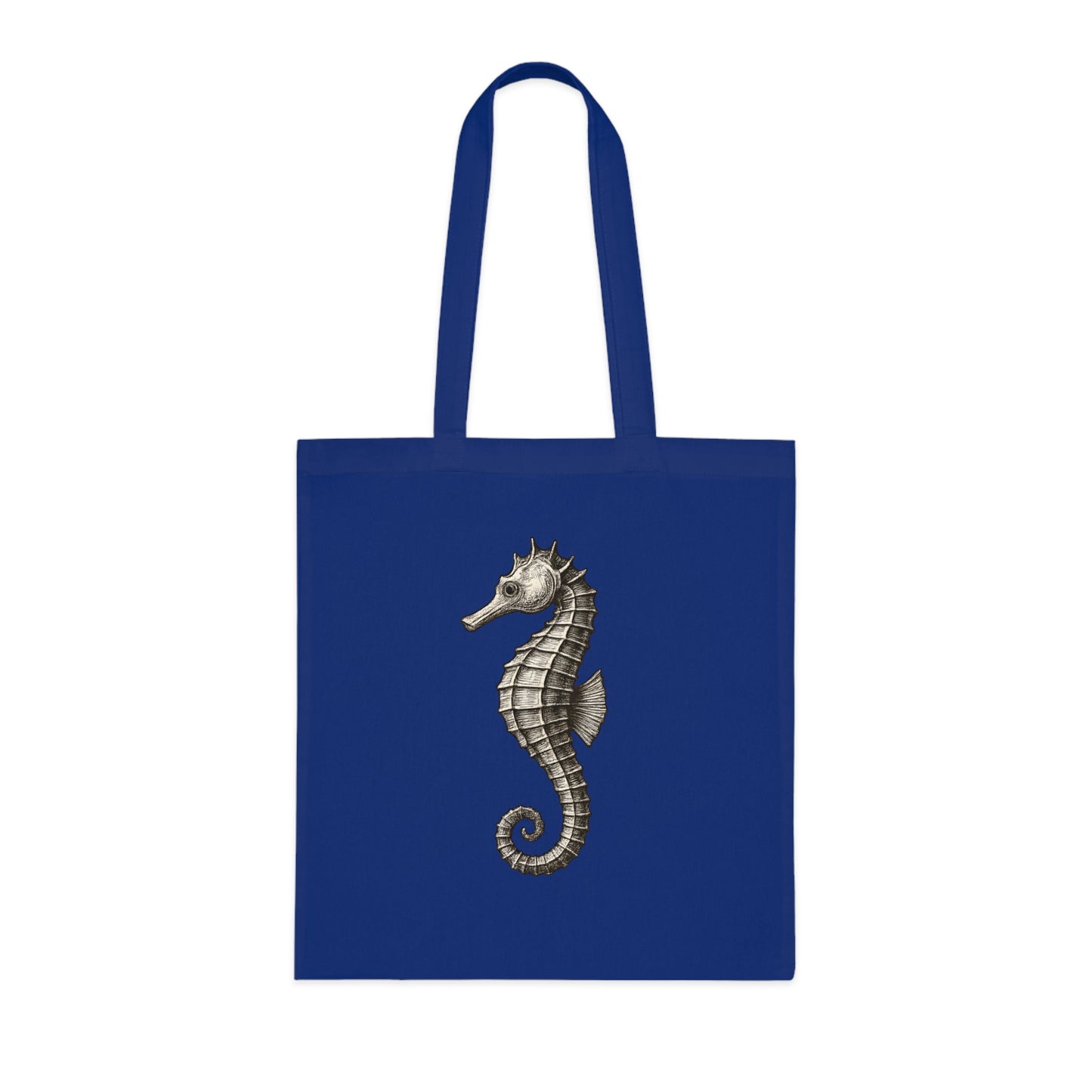 Vintage Etching Seahorse Tote Bag