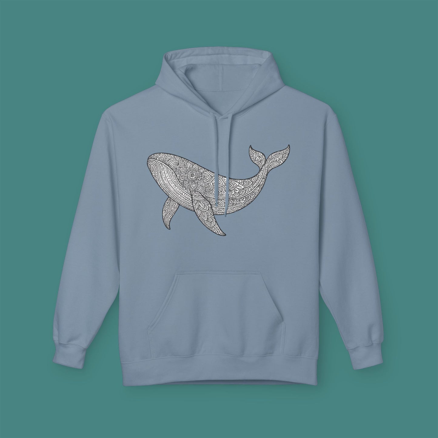 Intricate Mandala Whale Fleece Unisex Hoodie
