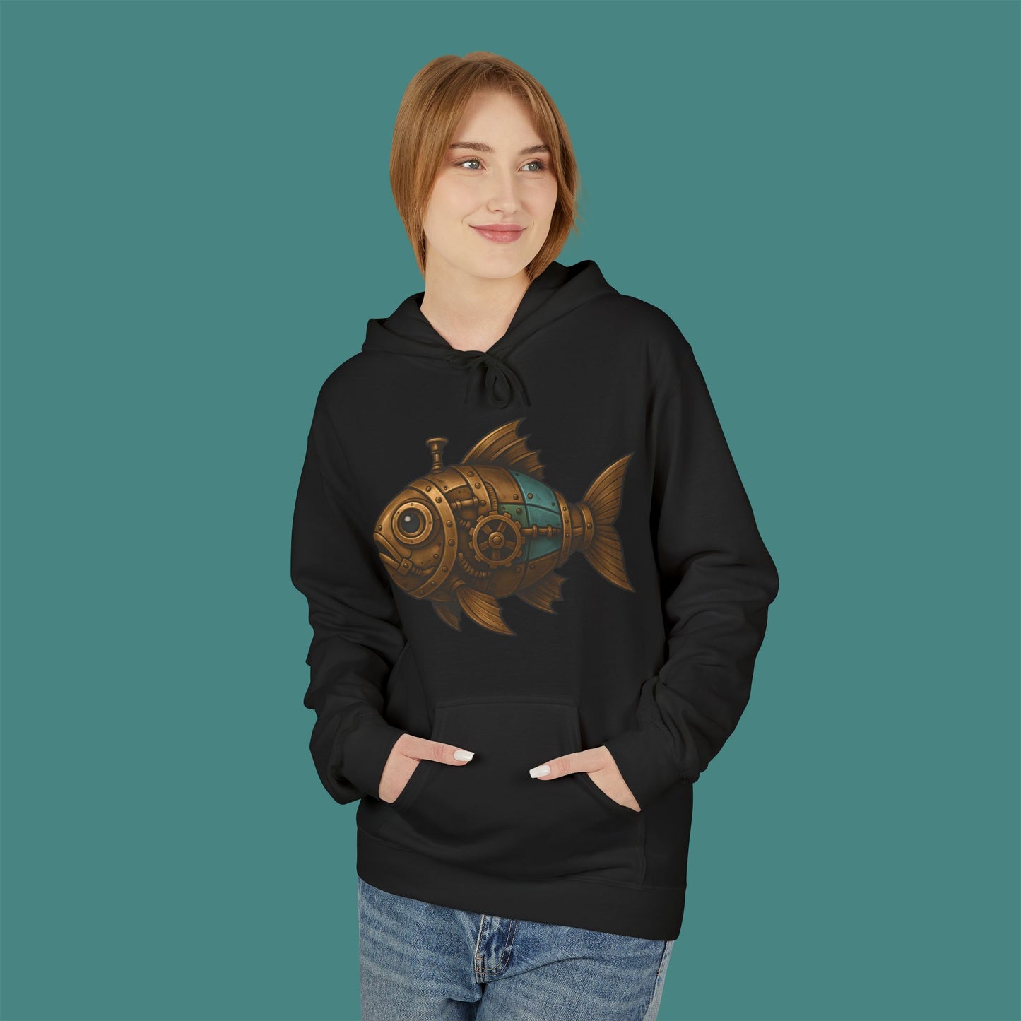 Steampunk Mechanical Fish Fleece Unisex Hoodie