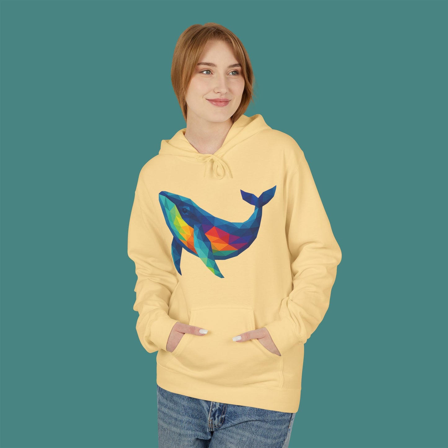 Geometric Polygon Whale Fleece Unisex Hoodie
