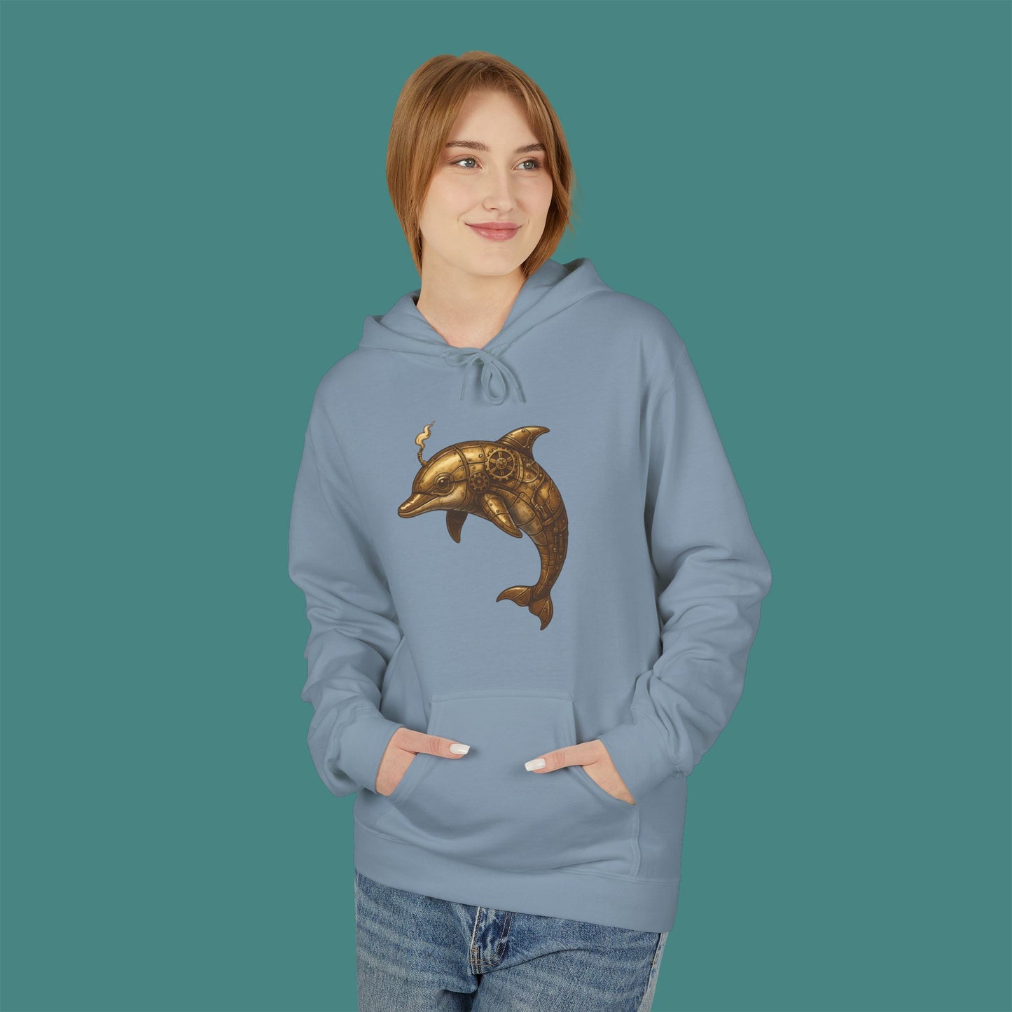 Steampunk Mechanical Dolphin Fleece Unisex Hoodie
