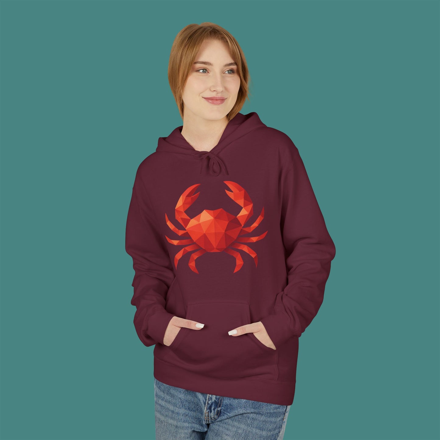 Geometric Polygon Crab Fleece Unisex Hoodie