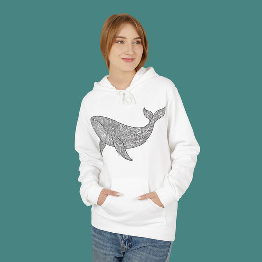 Intricate Mandala Whale Fleece Unisex Hoodie