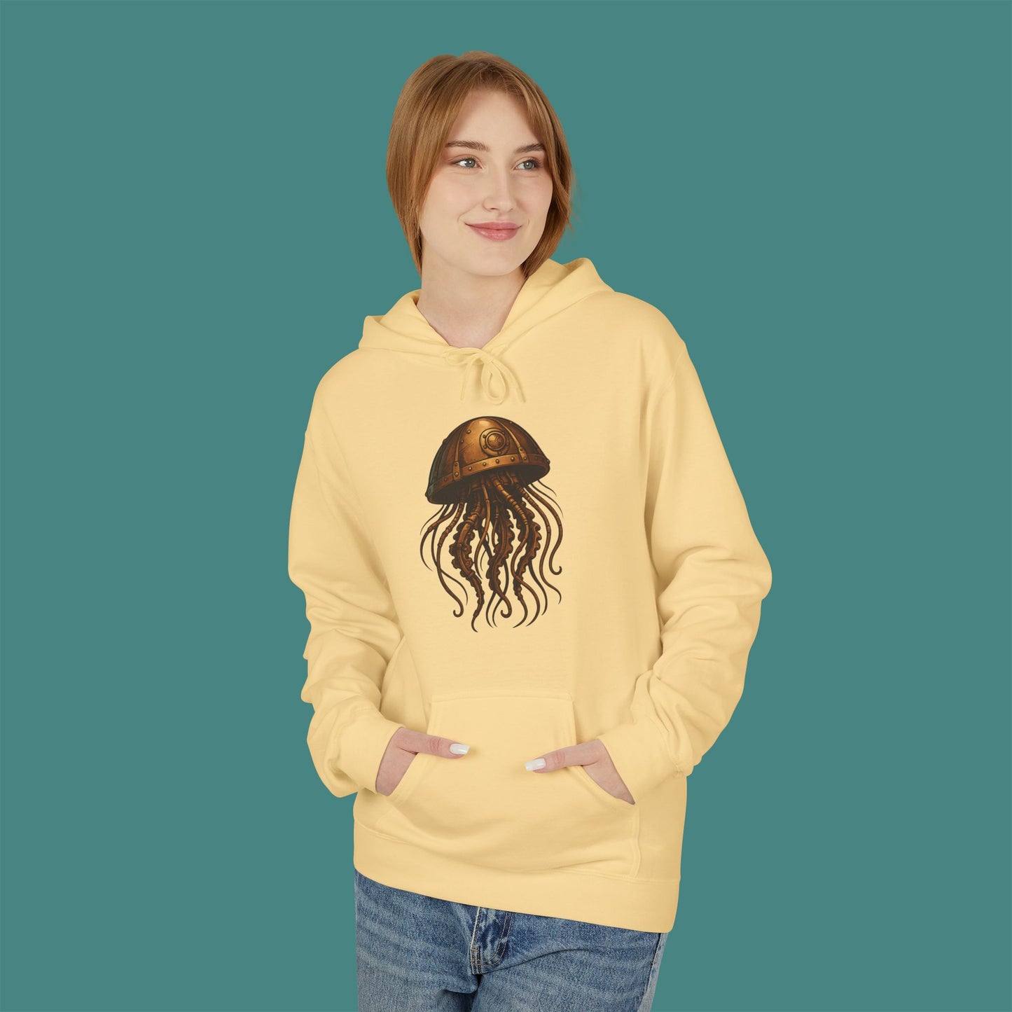 Steampunk Mechanical Jellyfish Fleece Unisex Hoodie