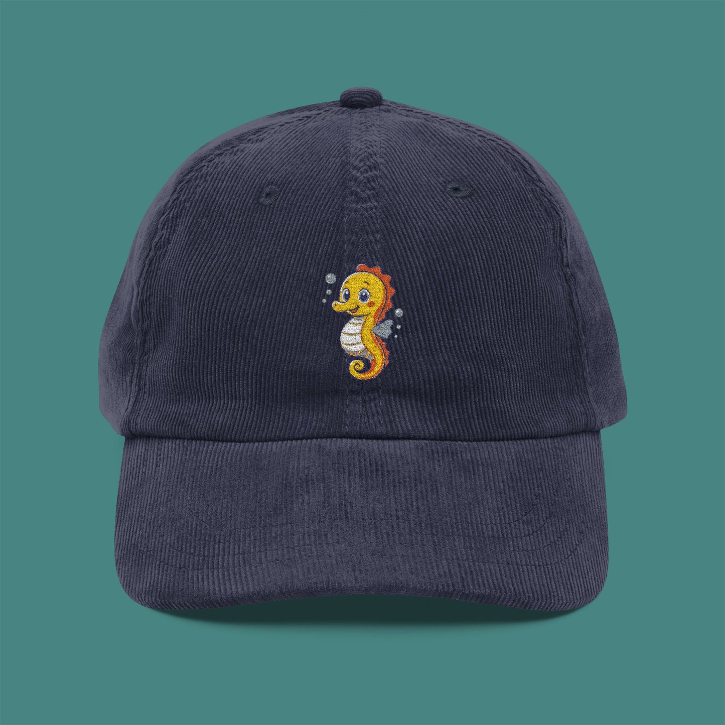 Cartoon Cute Seahorse Corduroy Embroidered Cap