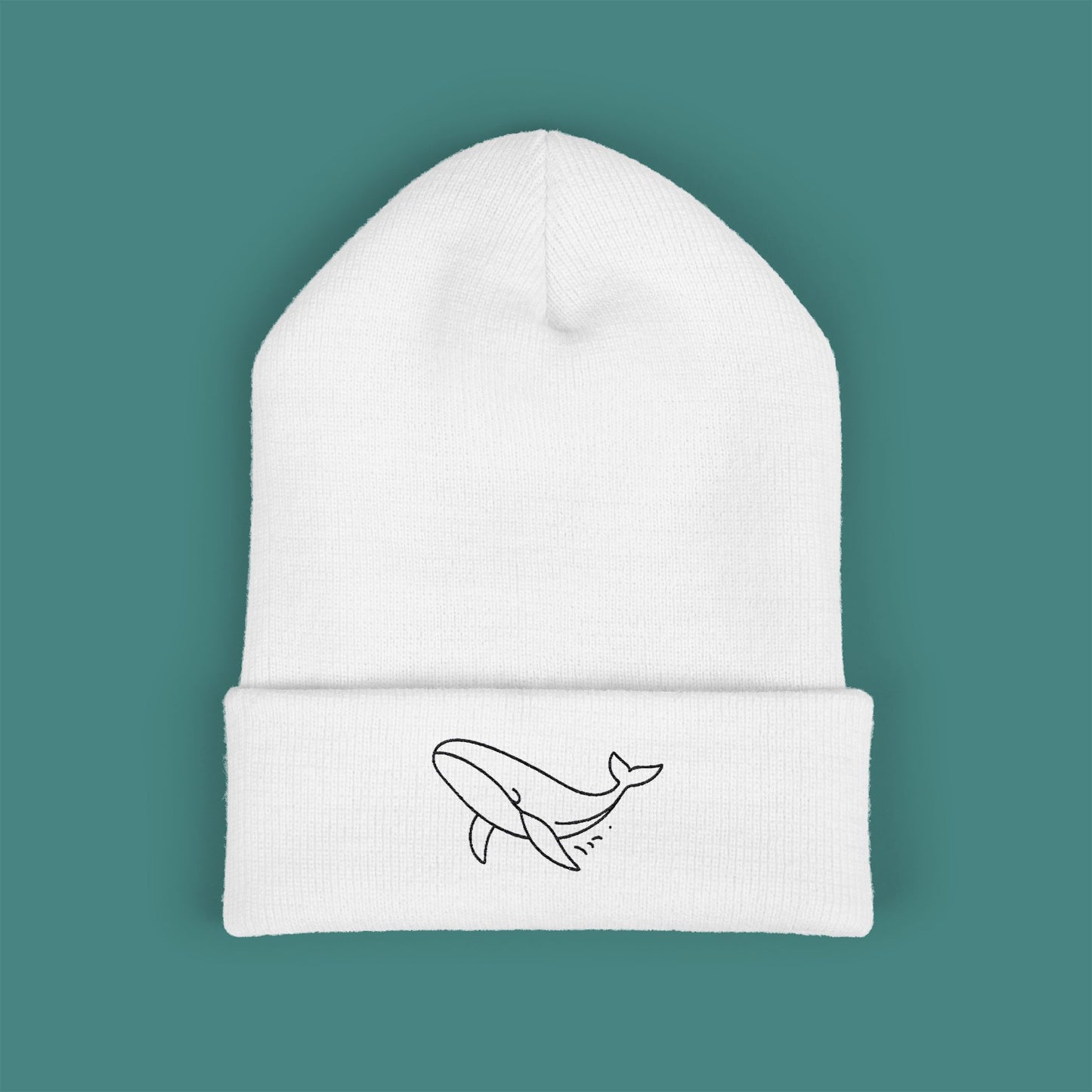 Minimalist Line Art Whale Embroidered Beanie