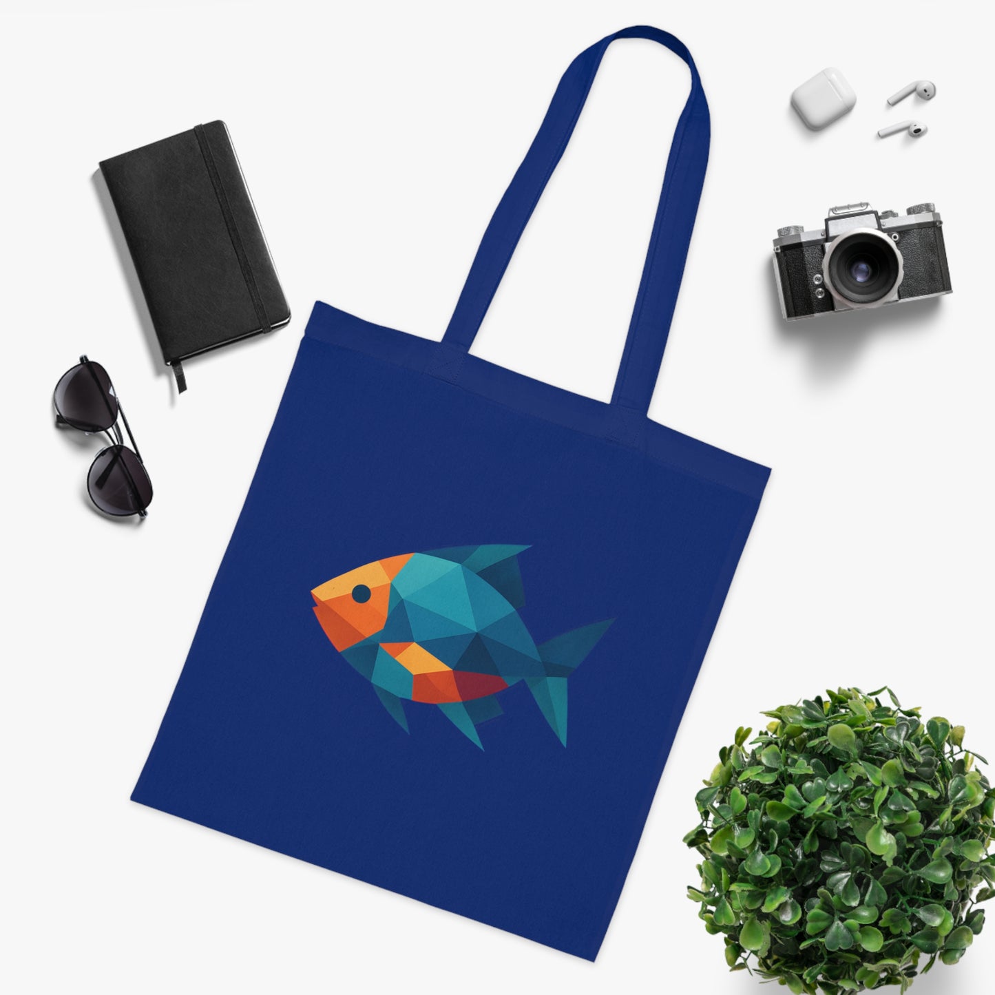 Geometric Polygon Fish Tote Bag