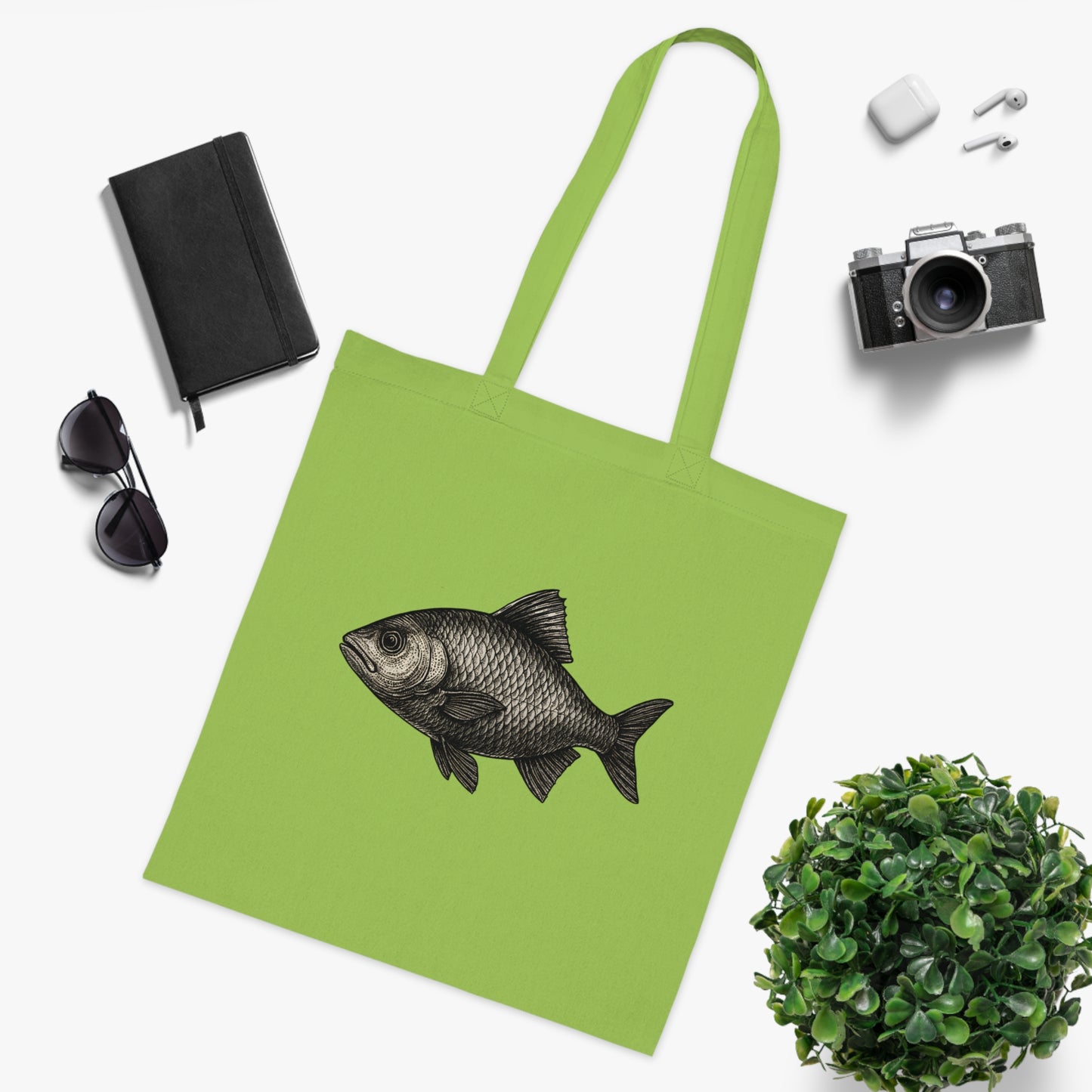 Vintage Etching Fish Tote Bag