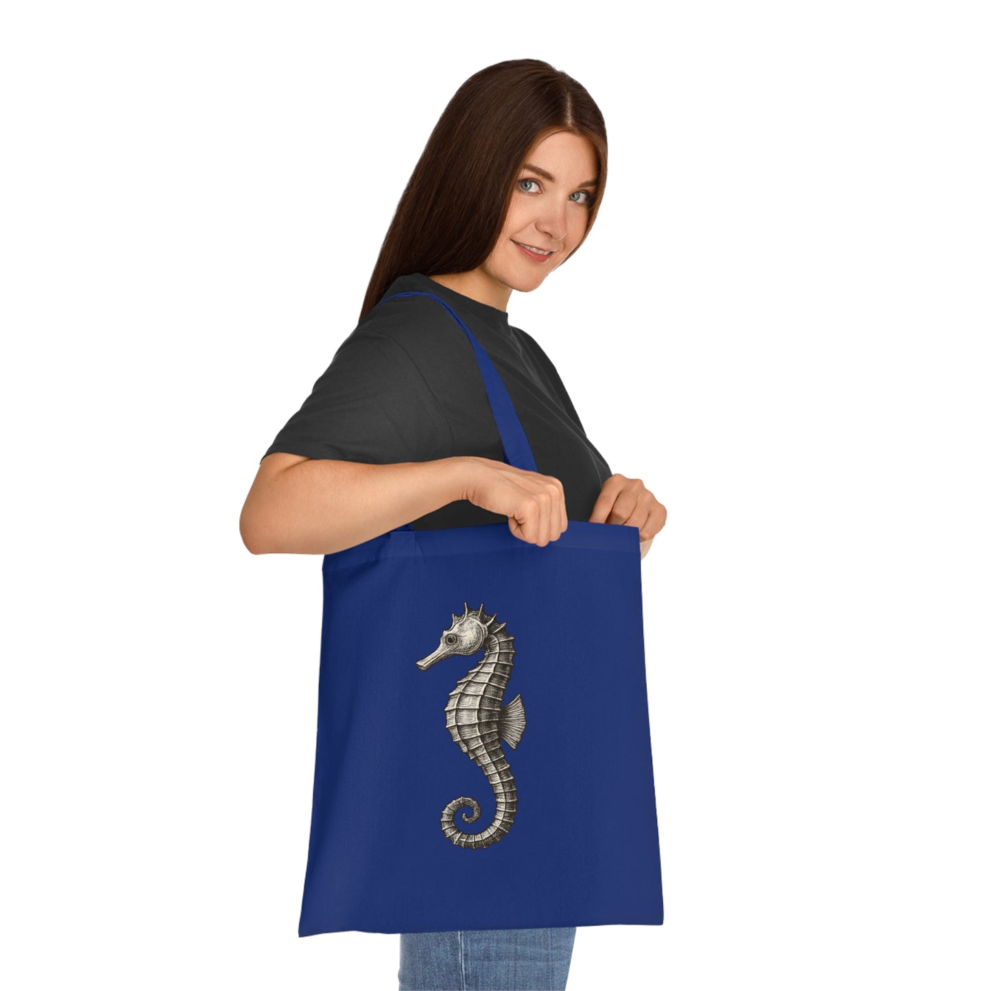 Vintage Etching Seahorse Tote Bag