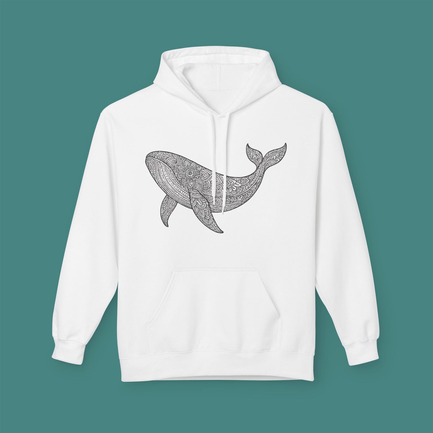 Intricate Mandala Whale Fleece Unisex Hoodie