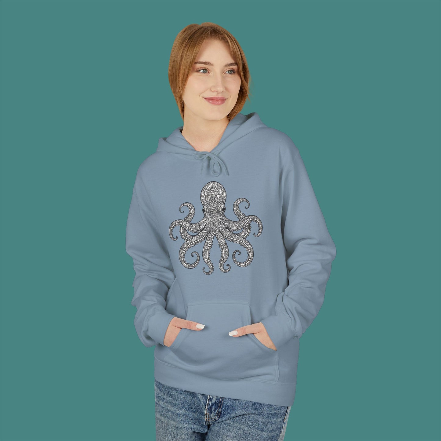Intricate Mandala Octopus Fleece Unisex Hoodie
