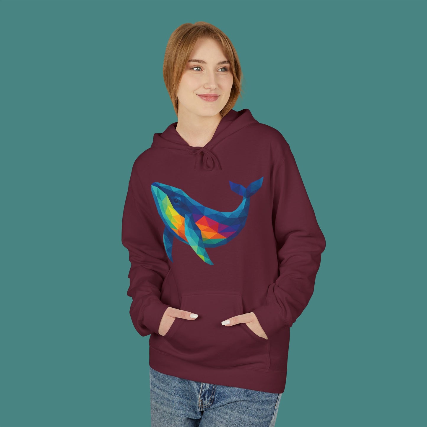 Geometric Polygon Whale Fleece Unisex Hoodie