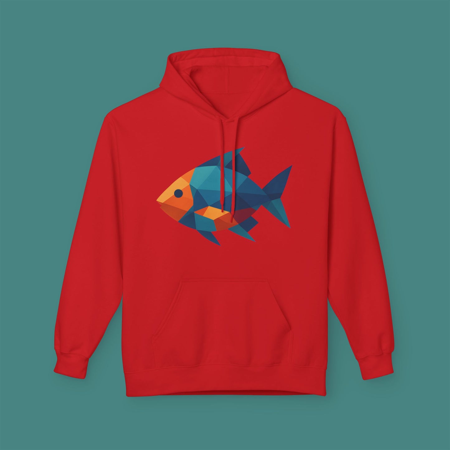 Geometric Polygon Fish Fleece Unisex Hoodie