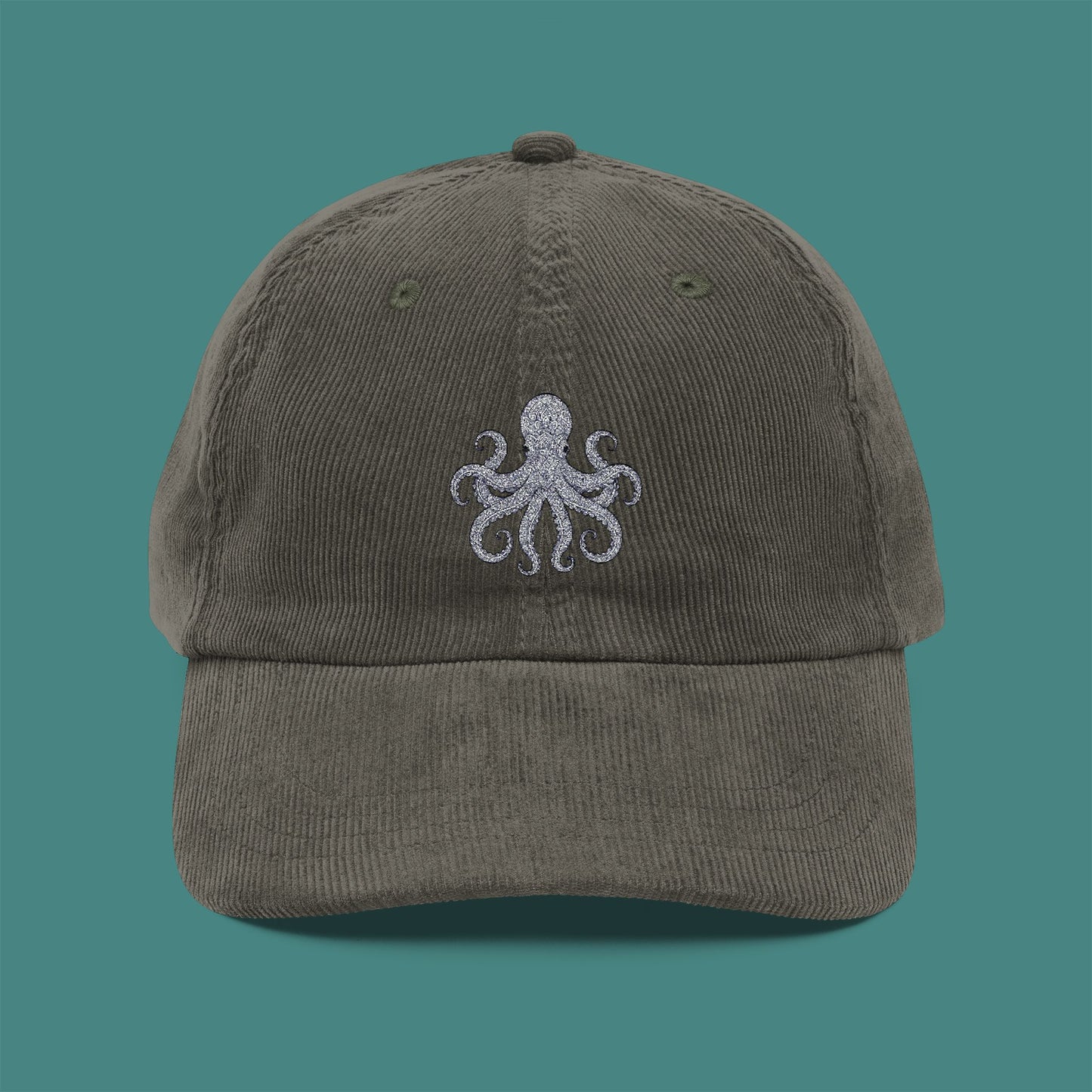 Intricate Mandala Octopus Corduroy Embroidered Cap