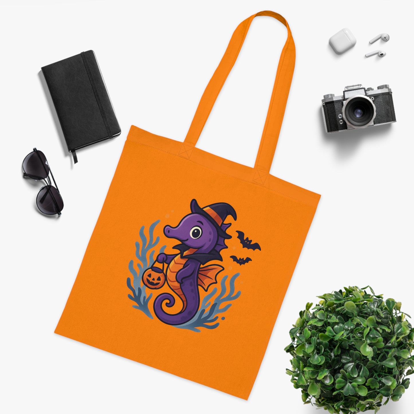 Halloween Seahorse Tote Bag