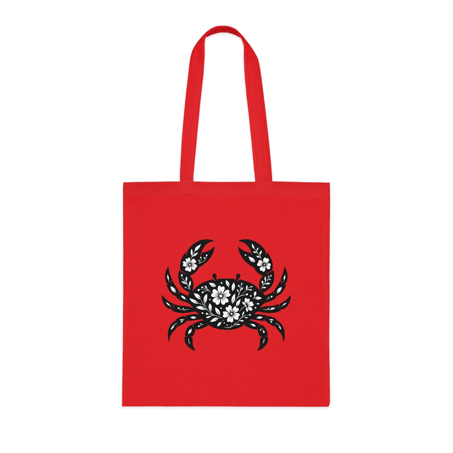 Floral Crab Silhouette Tote Bag