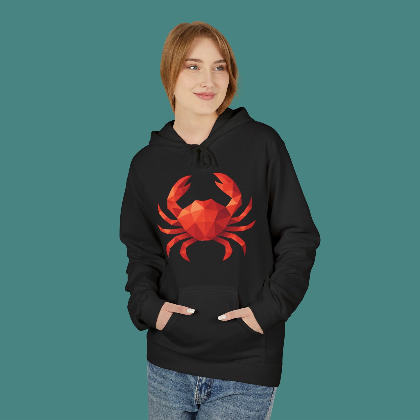 Geometric Polygon Crab Fleece Unisex Hoodie