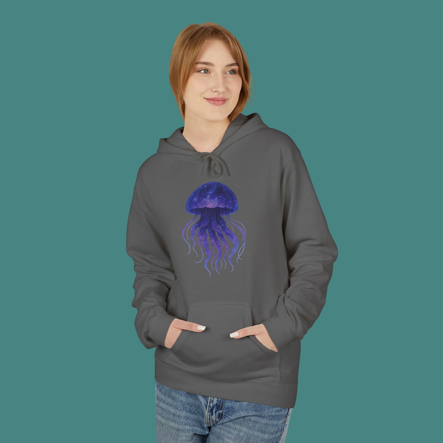 Cosmic Galaxy Jellyfish Fleece Unisex Hoodie