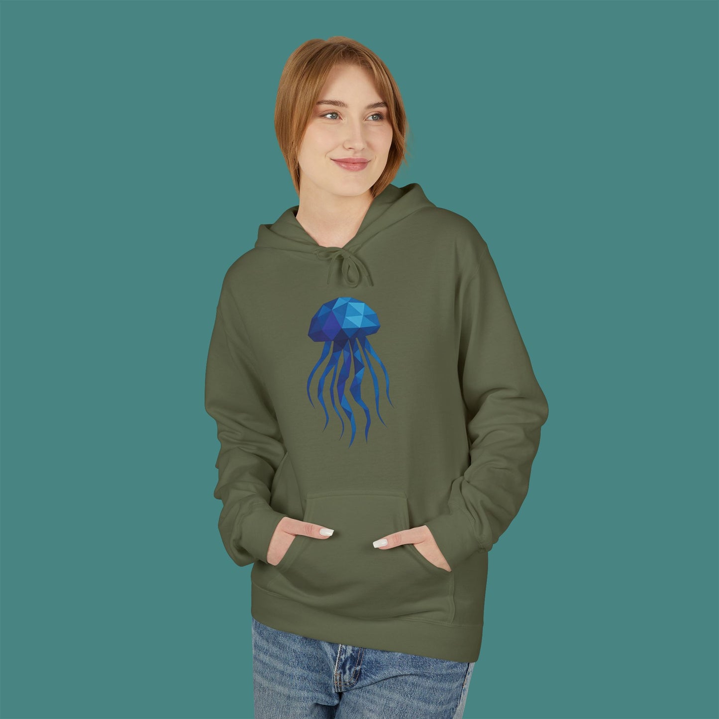 Geometric Polygon Jellyfish Fleece Unisex Hoodie
