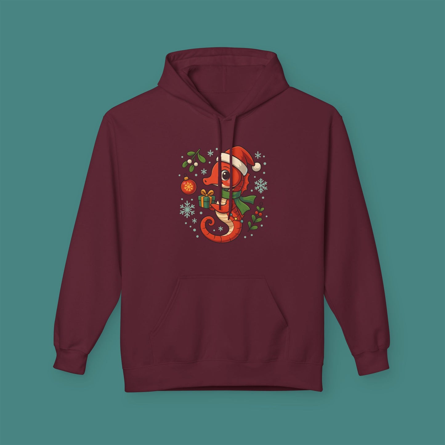 Christmas Seahorse Fleece Unisex Hoodie