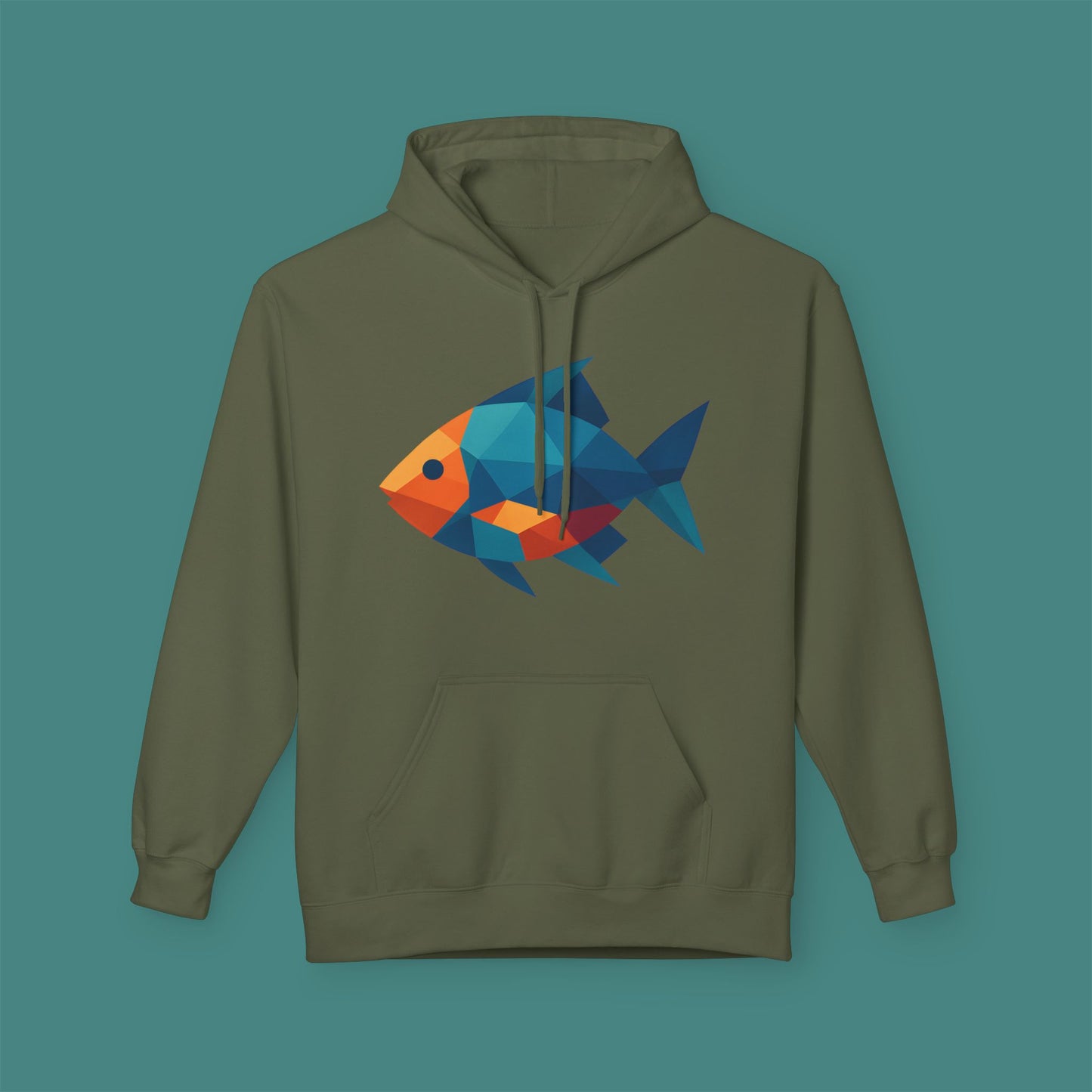 Geometric Polygon Fish Fleece Unisex Hoodie