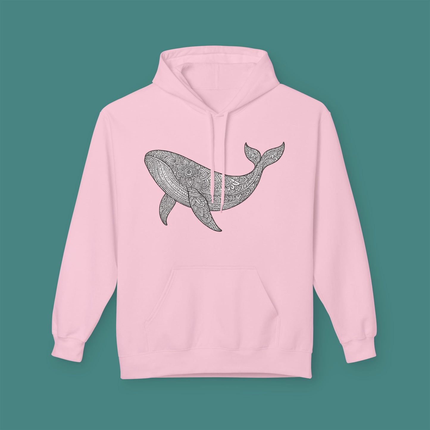 Intricate Mandala Whale Fleece Unisex Hoodie