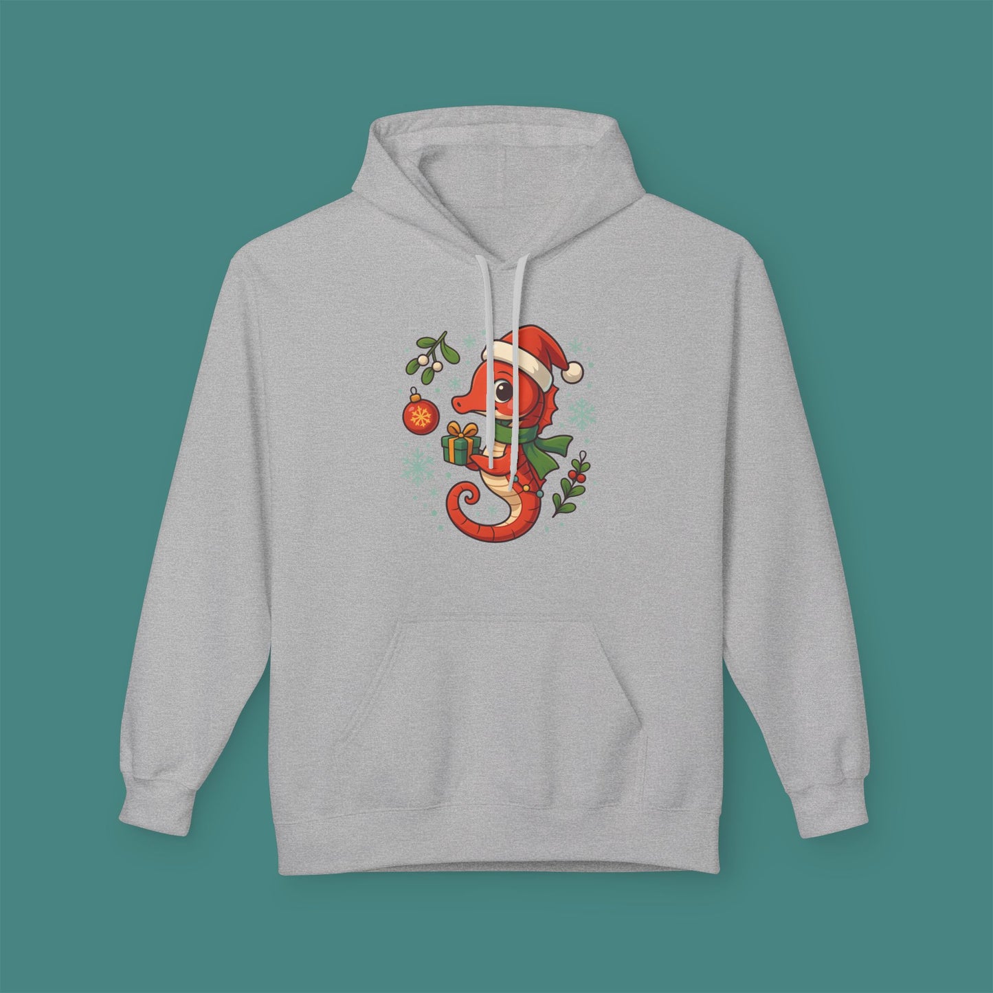 Christmas Seahorse Fleece Unisex Hoodie