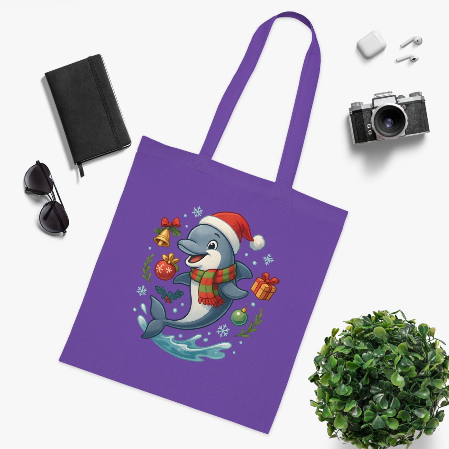 Christmas Dolphin Tote Bag