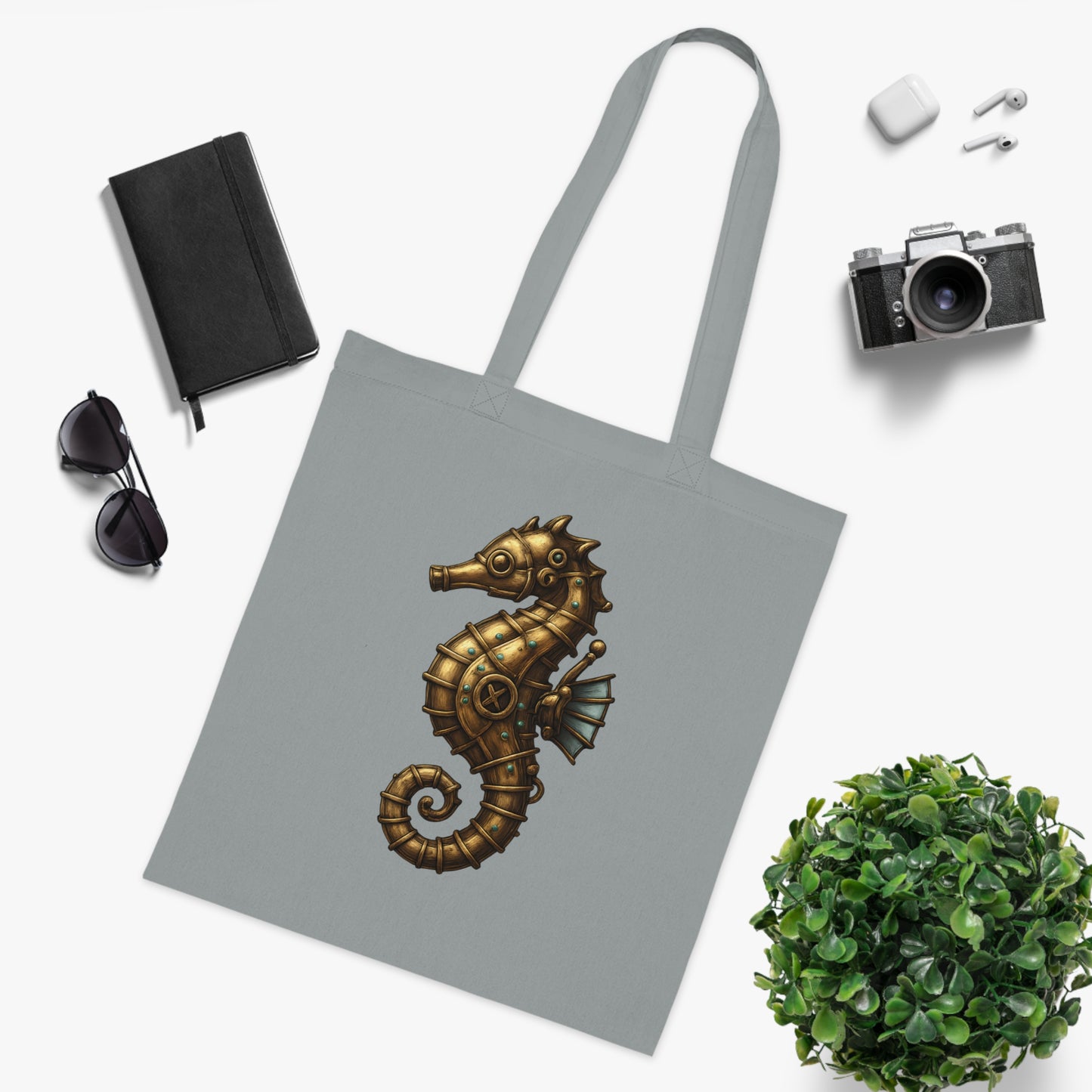 Steampunk Mechanical Seahorse Tote Bag