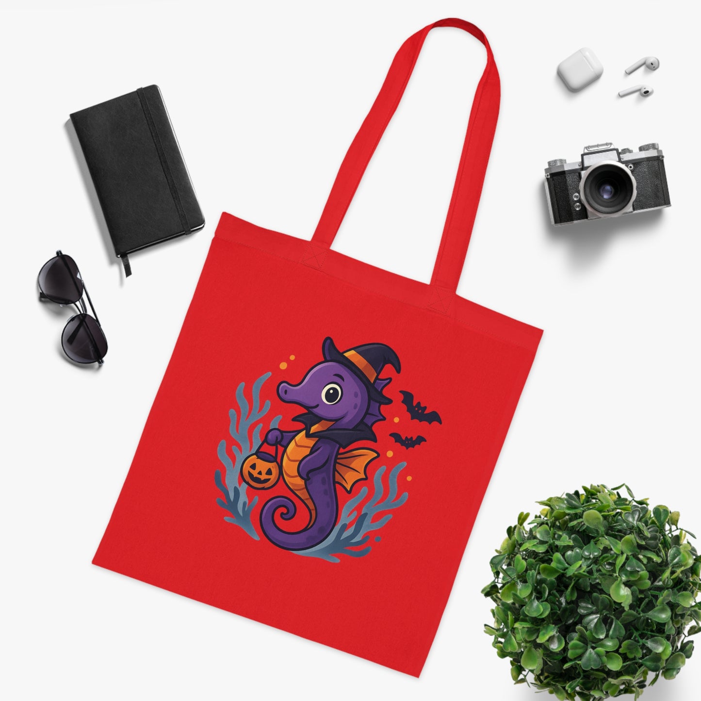 Halloween Seahorse Tote Bag