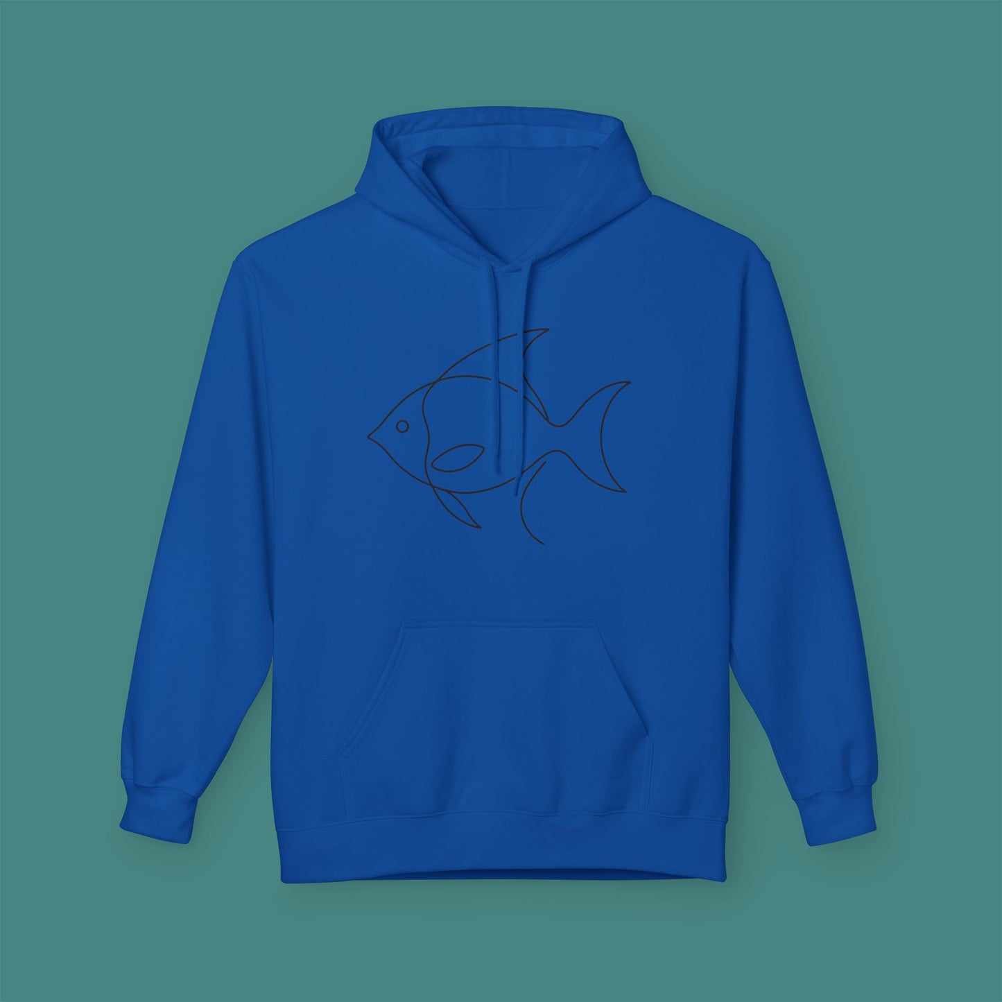 Minimalist Line Art Fish Fleece Unisex Hoodie
