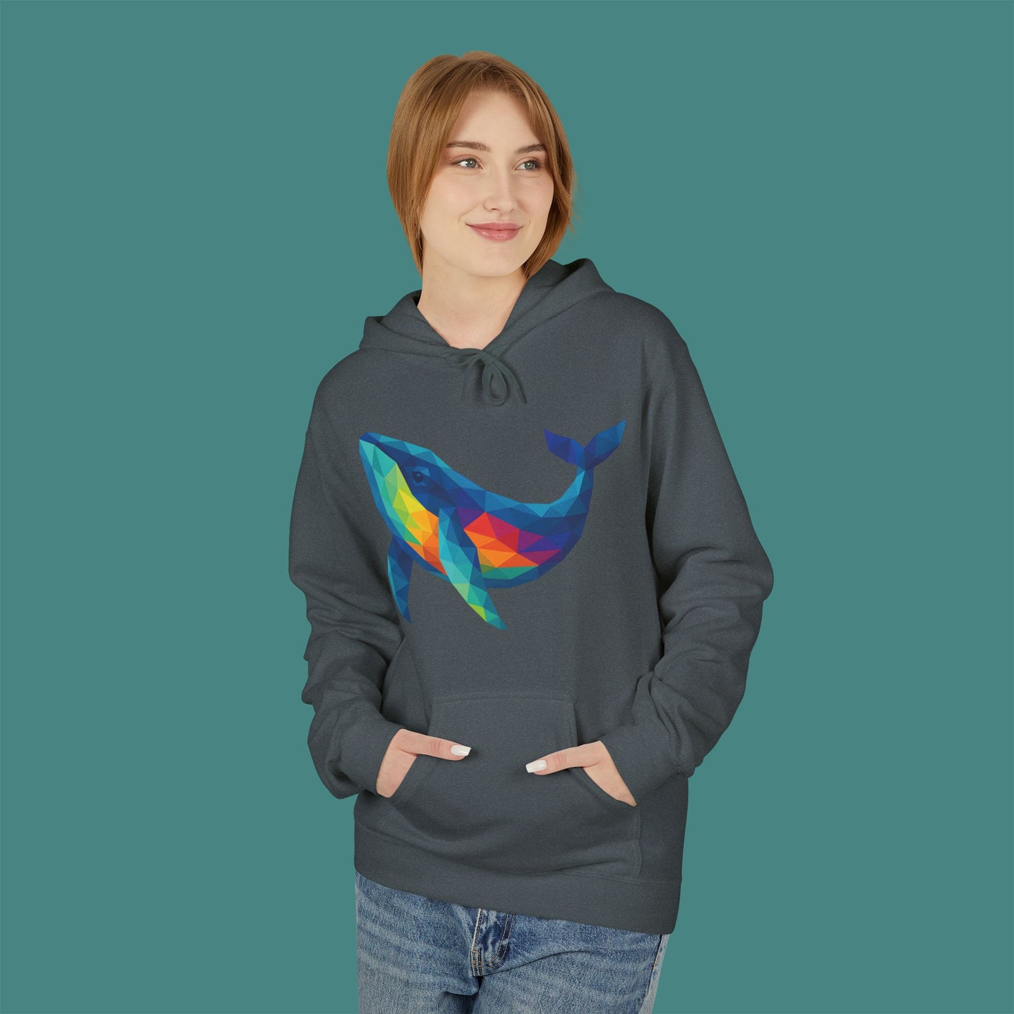Geometric Polygon Whale Fleece Unisex Hoodie
