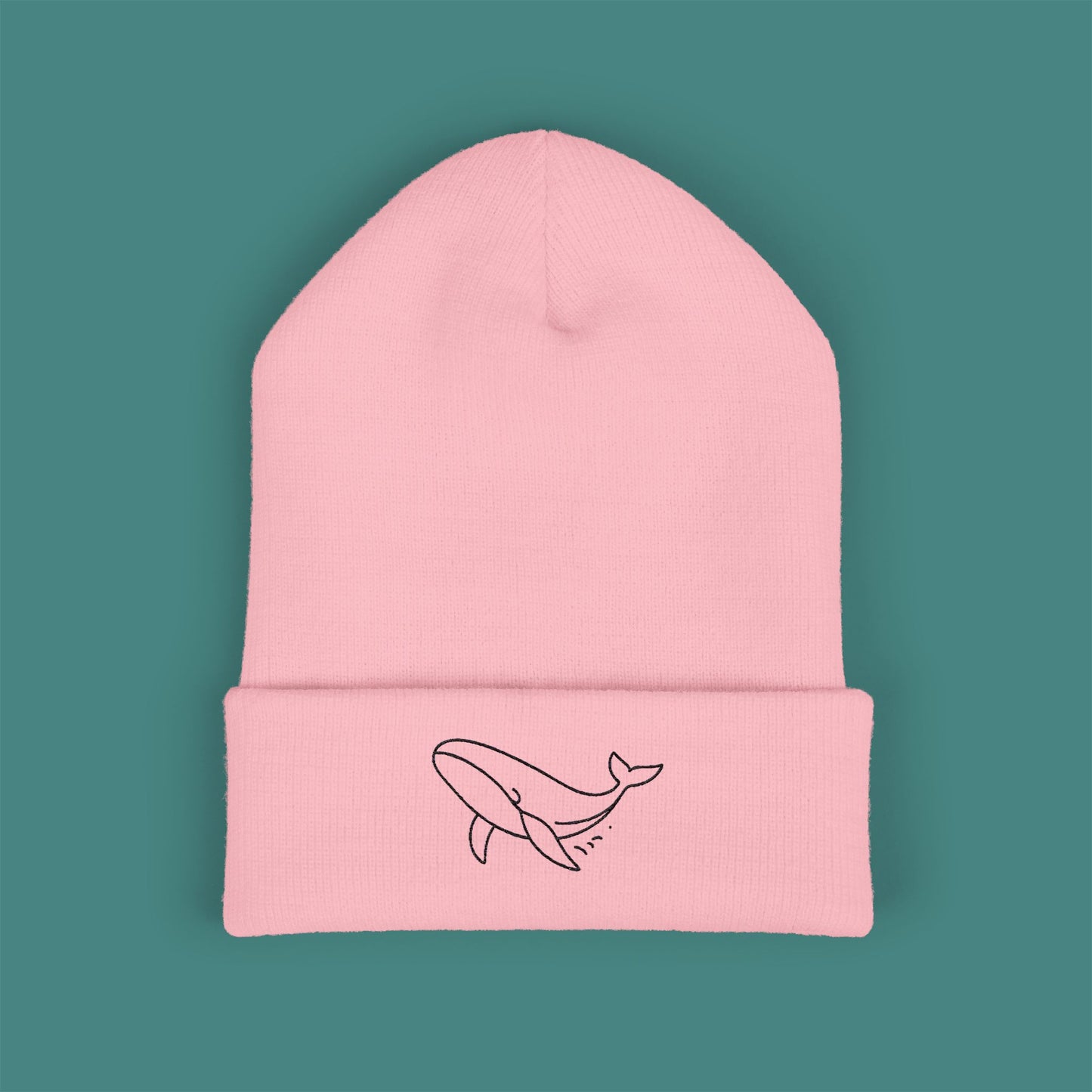 Minimalist Line Art Whale Embroidered Beanie