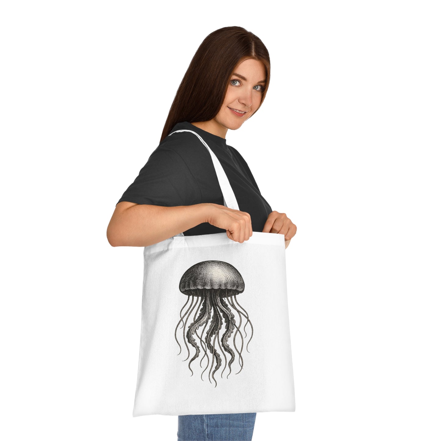 Vintage Etching Jellyfish Tote Bag