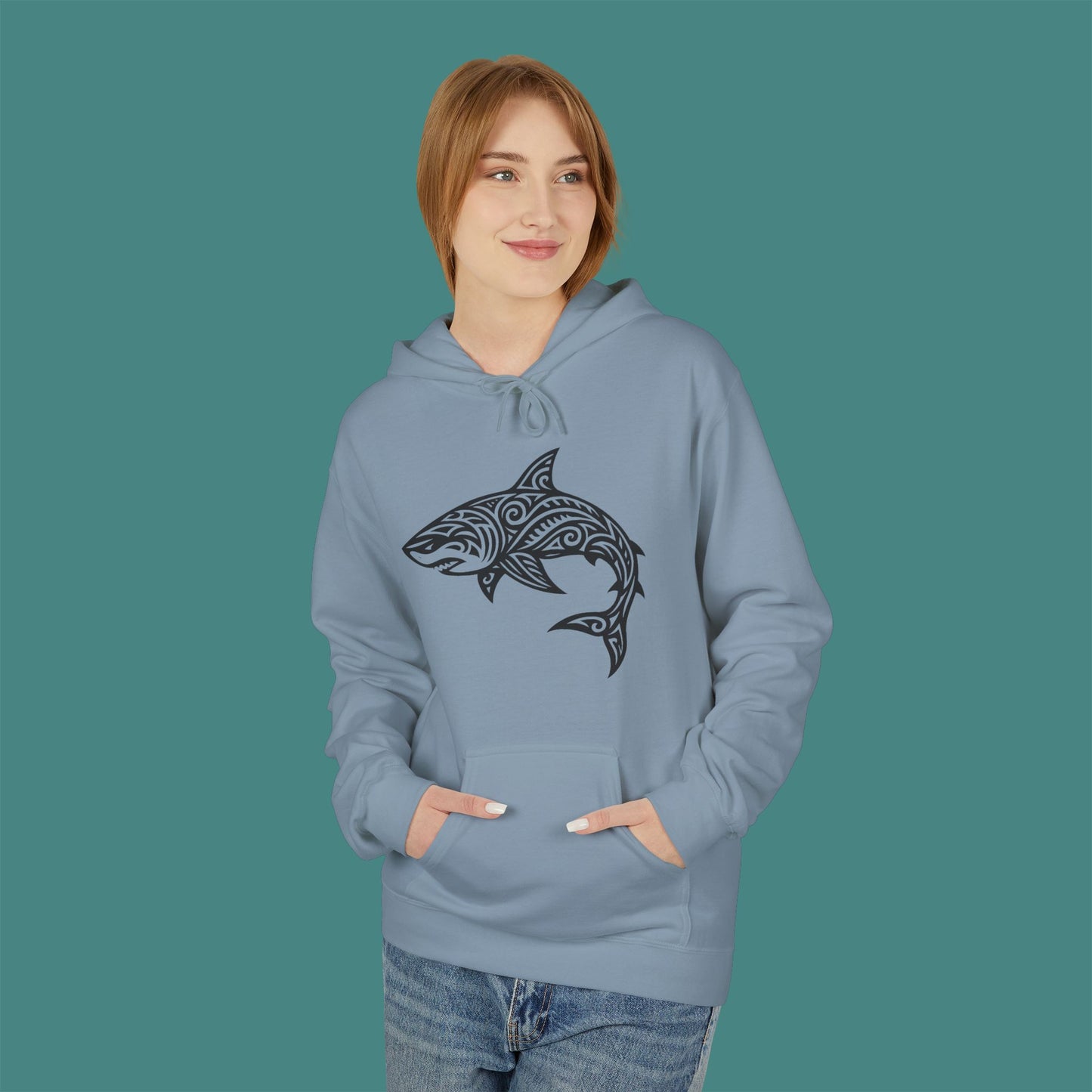 Tribal Tattoo Shark Fleece Unisex Hoodie