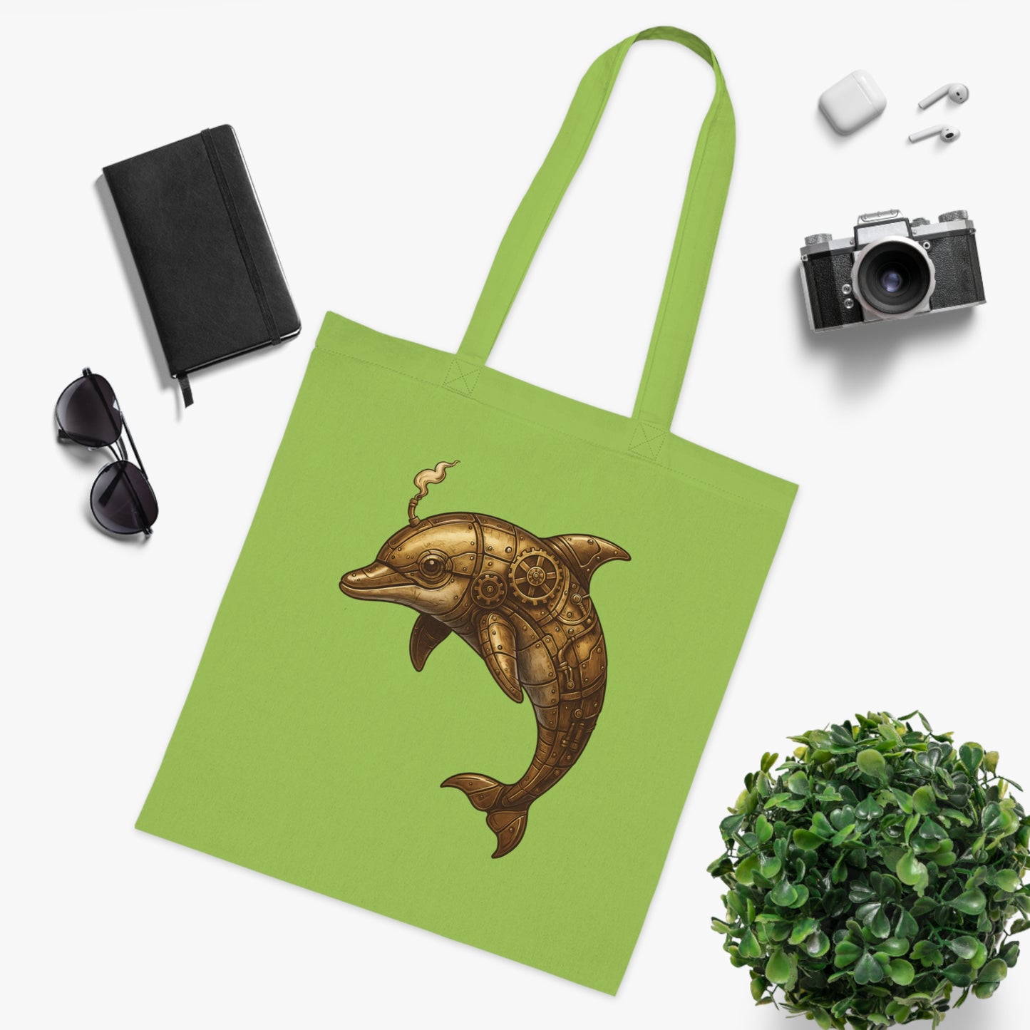 Steampunk Mechanical Dolphin Tote Bag