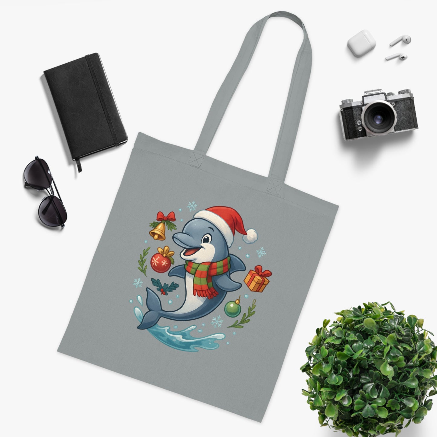 Christmas Dolphin Tote Bag
