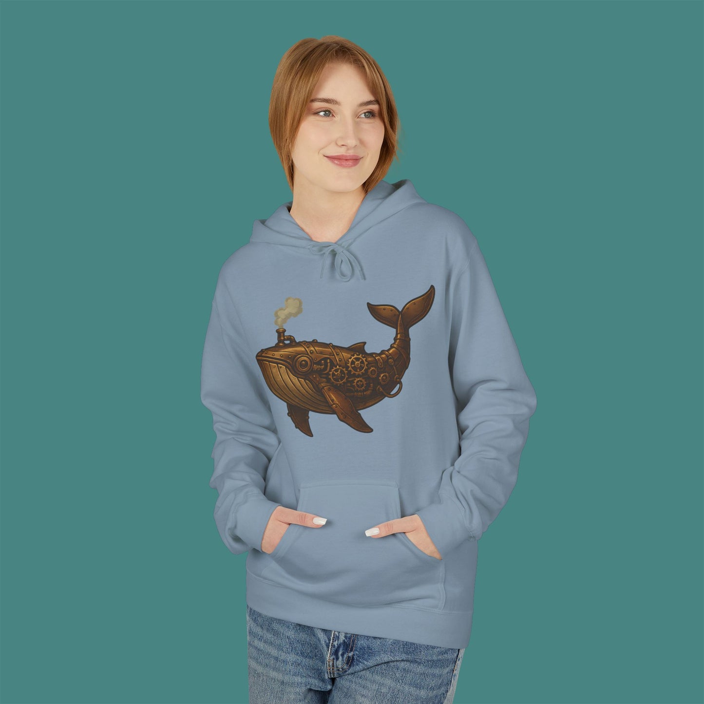 Steampunk Mechanical Whale Fleece Unisex Hoodie