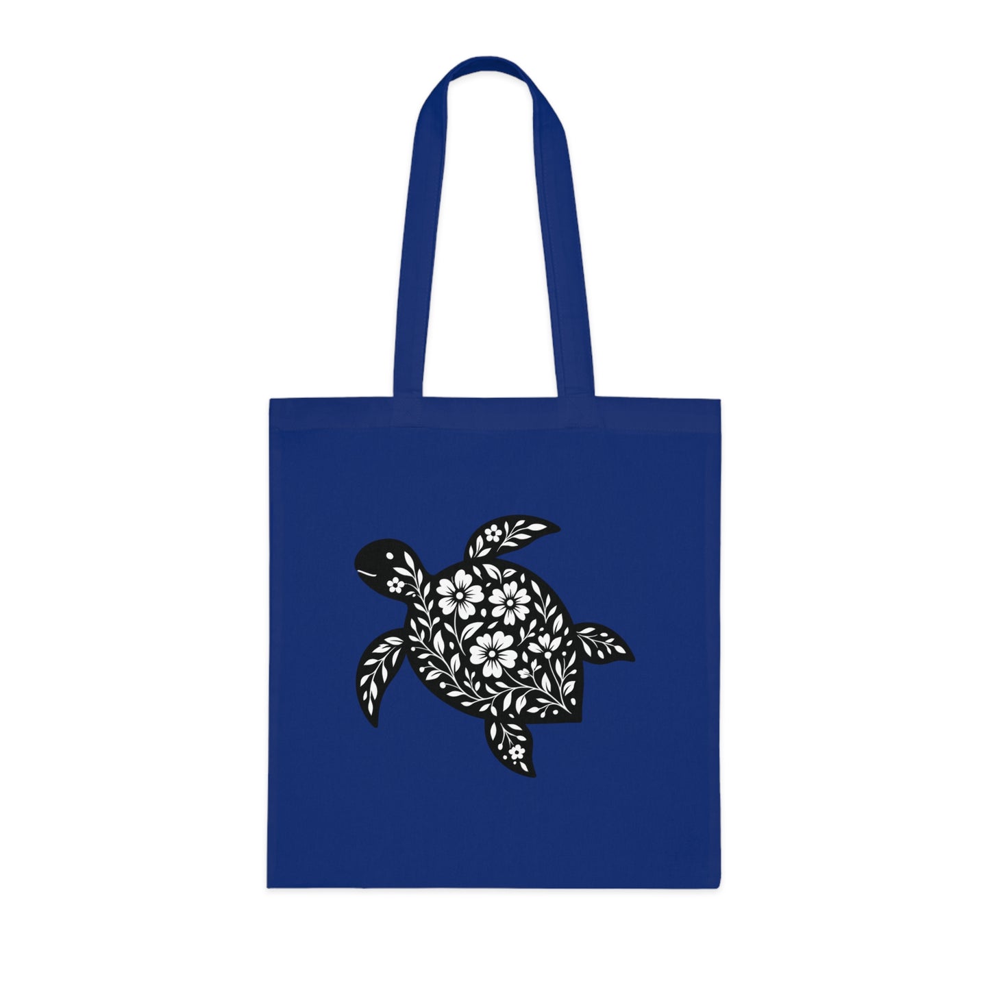 Floral Turtle Silhouette Tote Bag