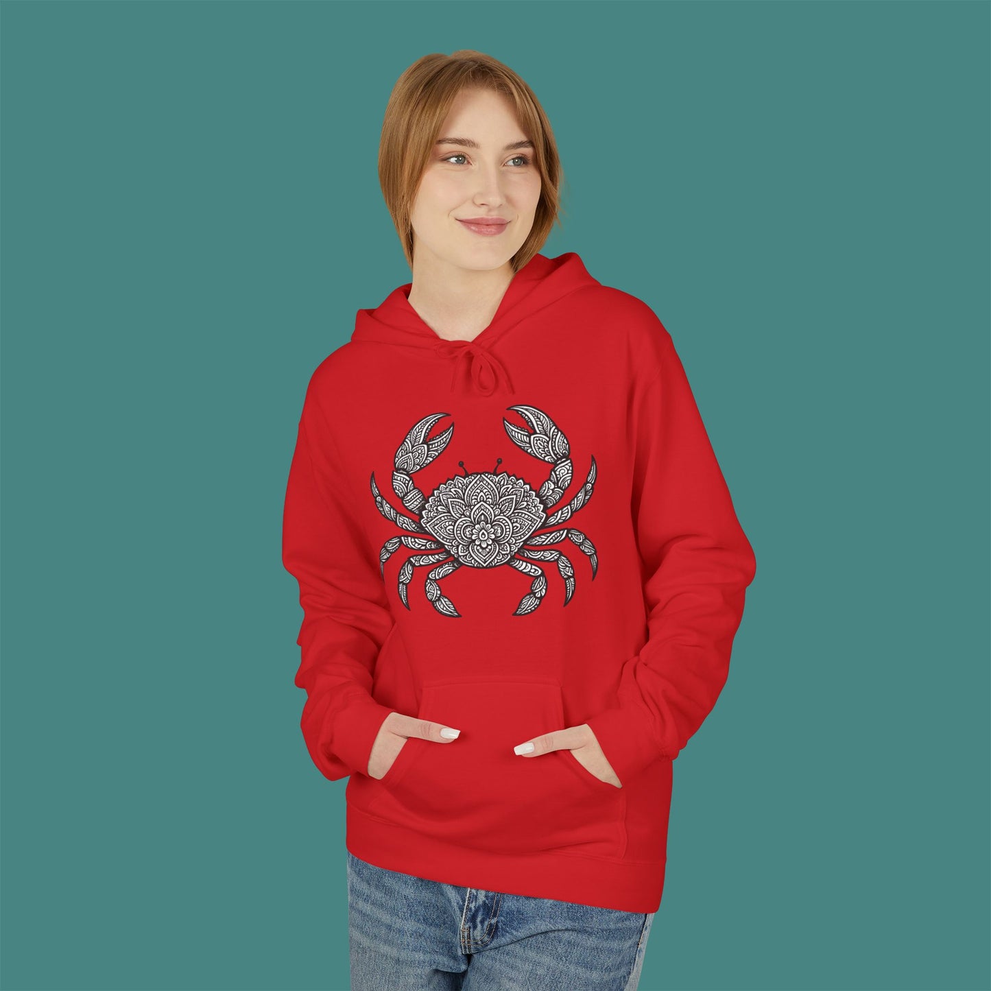 Intricate Mandala Crab Fleece Unisex Hoodie