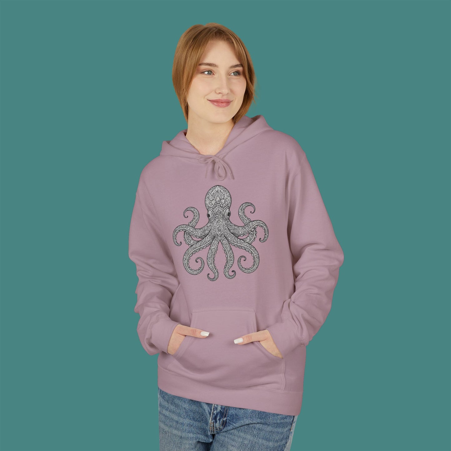 Intricate Mandala Octopus Fleece Unisex Hoodie
