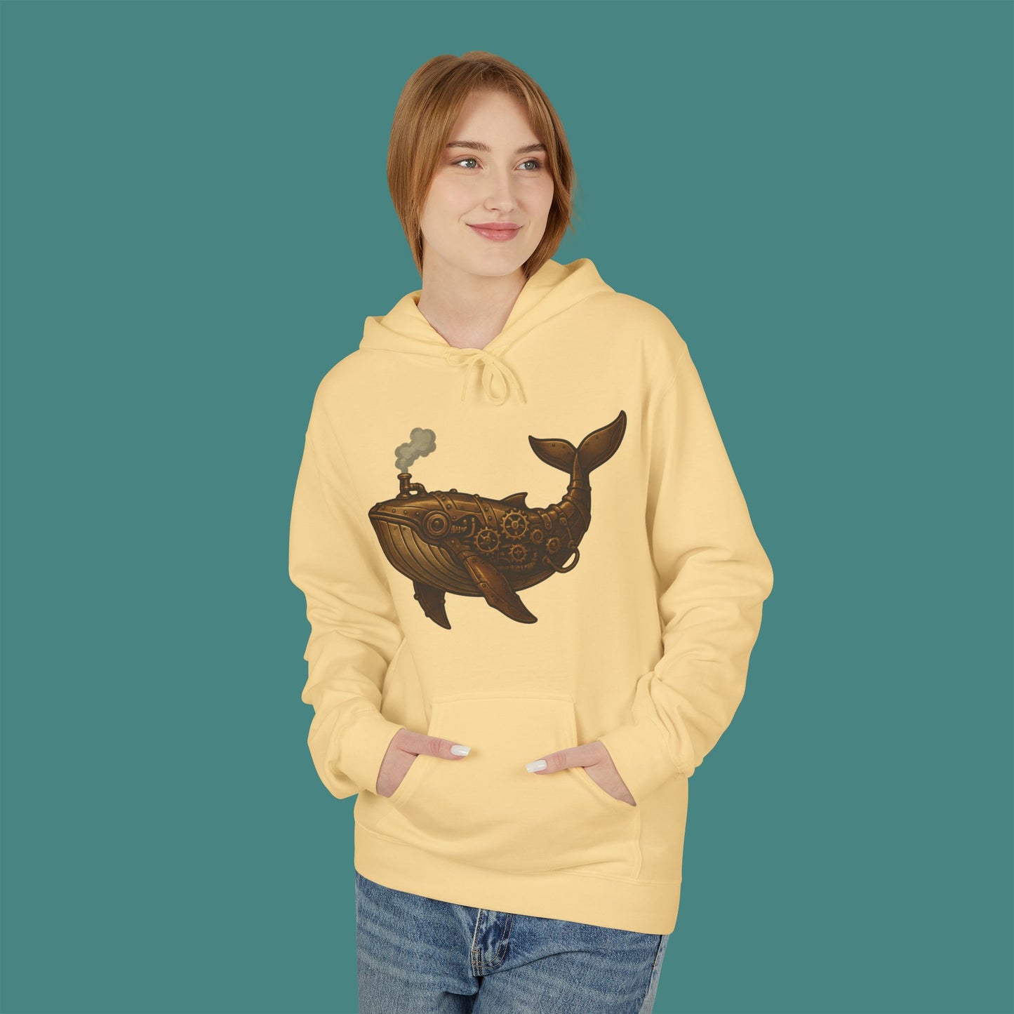 Steampunk Mechanical Whale Fleece Unisex Hoodie